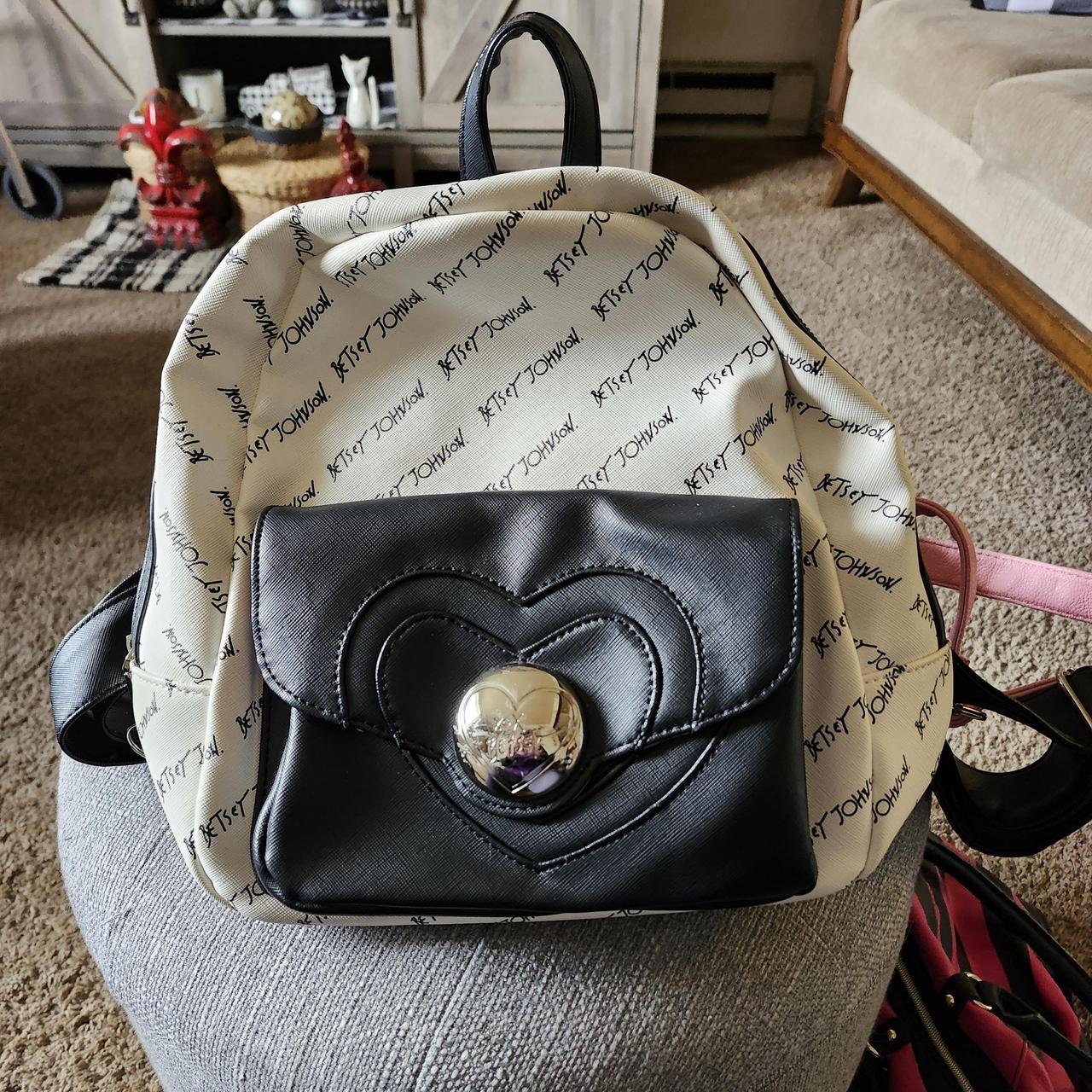 Betsey Johnson black and white mini backpack. So. Depop