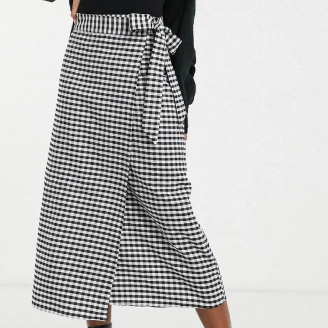 midi wrap skirt black and white gingham runs Depop