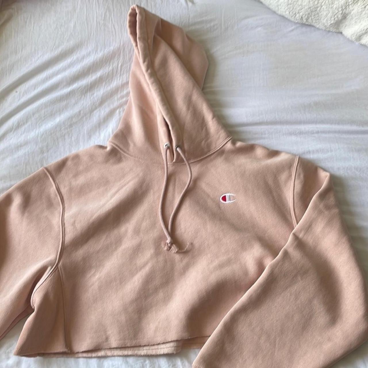 Womens Hoodie Pink White And Brown Champion Hoodie A Light Pink