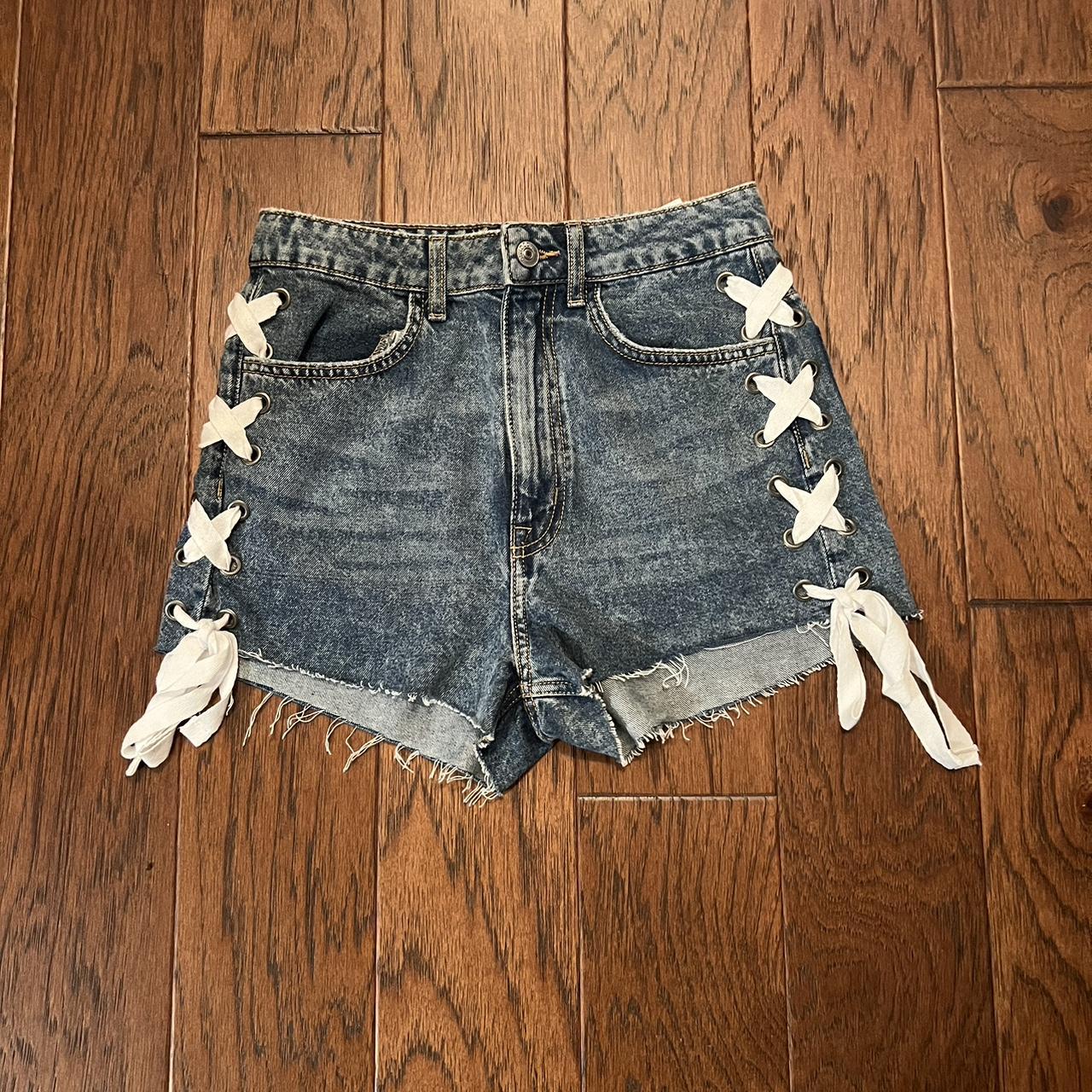 Side tie deals jean shorts