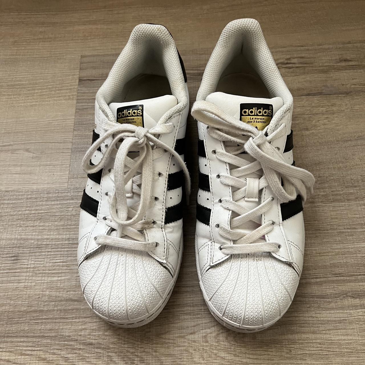 !!MESSAGE BEFORE BUYING!! adidas white superstars... - Depop