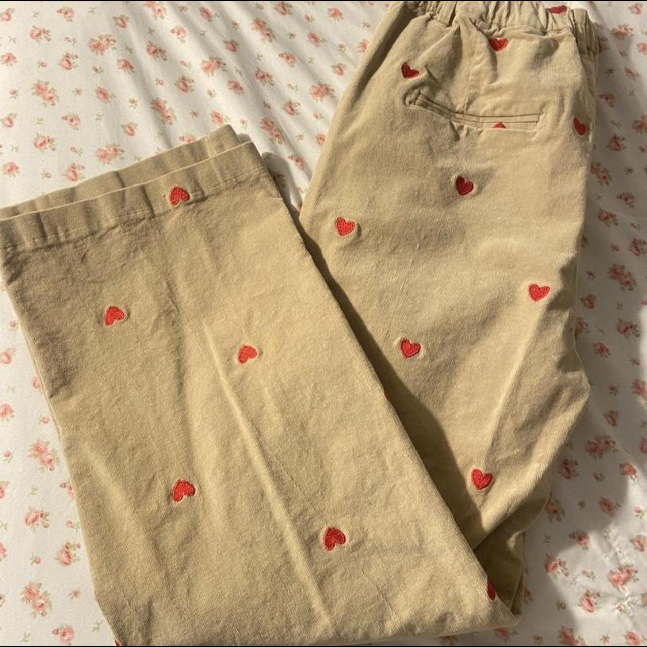 CIDER corduroy pants corduroy heart valentines... Depop