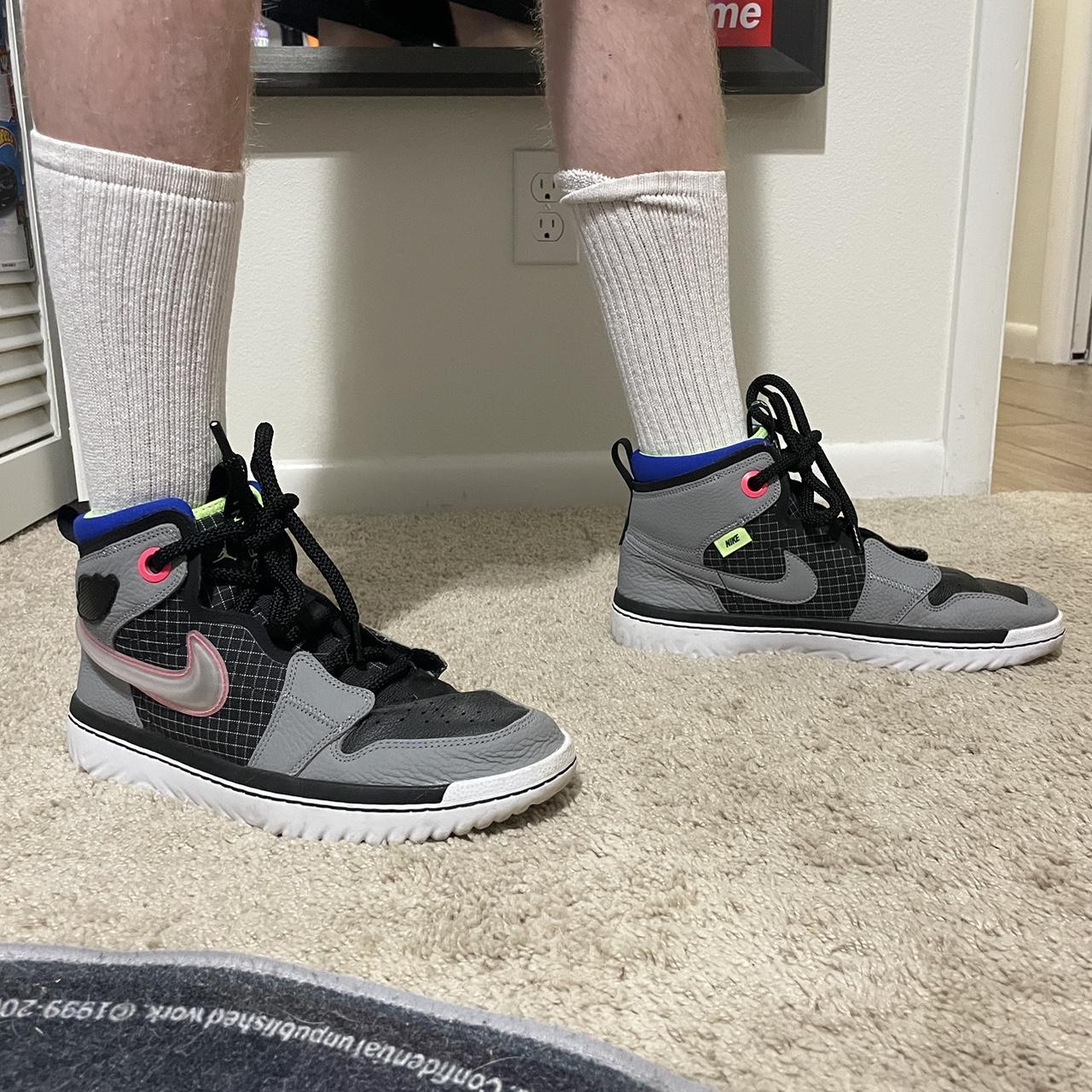 Jordan 1 High React Black Particle Grey 2020... - Depop