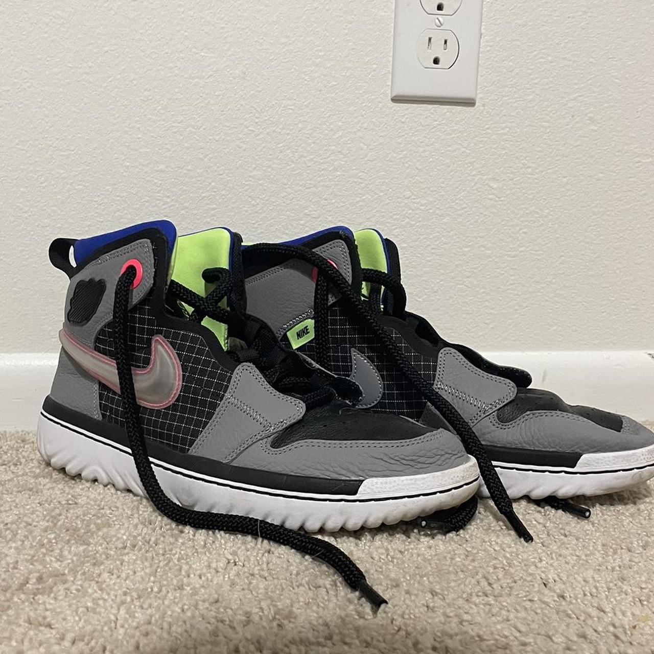 Jordan 1 High React Black Particle Grey 2020... - Depop
