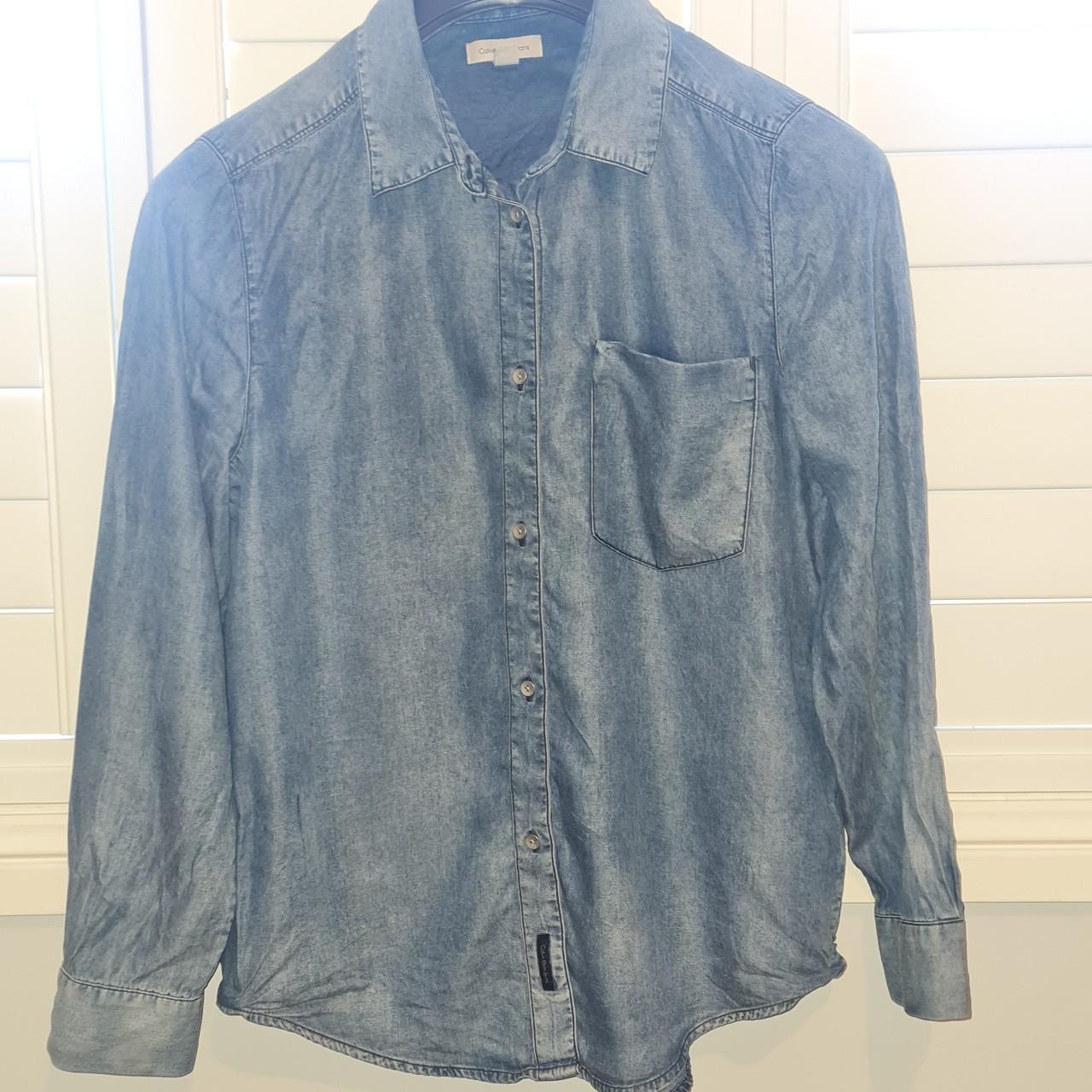 Calvin klein mens denim style shirt size L #denim... - Depop