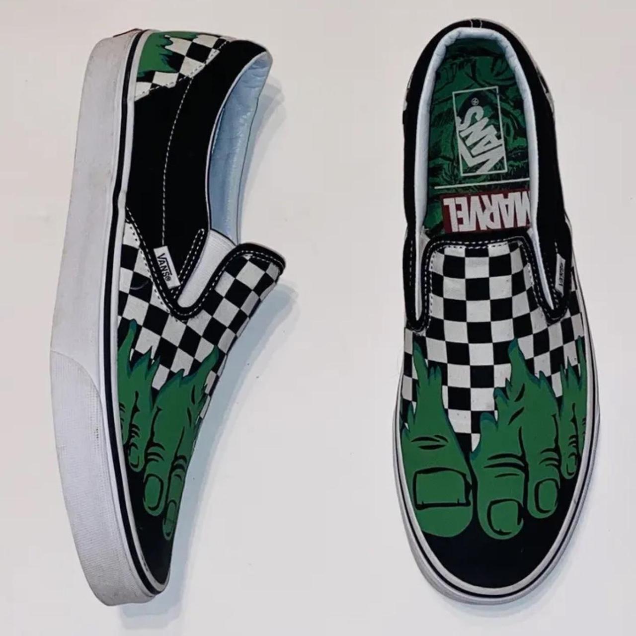 Vans x marvel slip orders on hulk checkerboard shoes