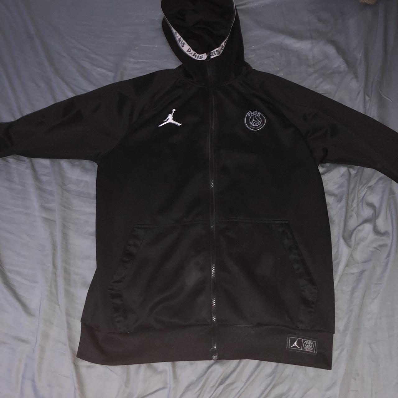 psg black and white tracksuit top Slightly used no... - Depop