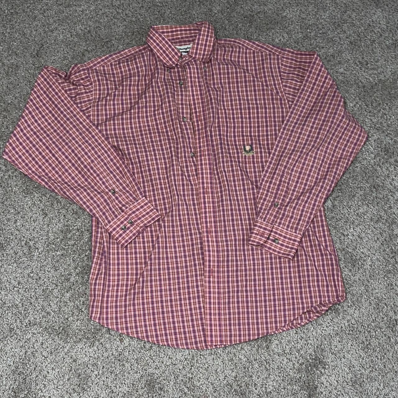 Wrangler Men's Red and Purple Shirt | Depop