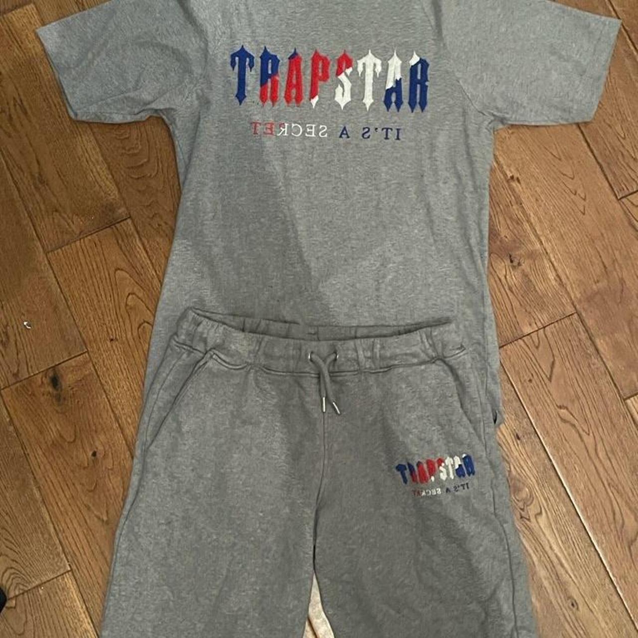 Trapstar Men's Grey and Blue Tshirt Depop