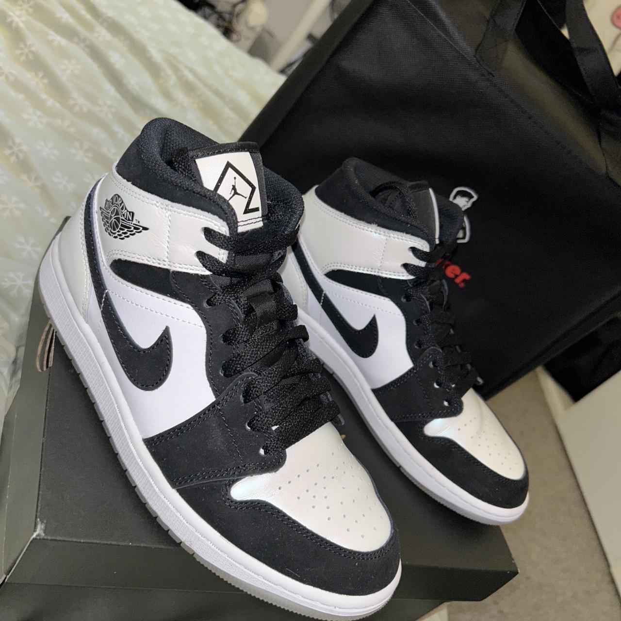 Air Jordan 1 mid SE white/black-multicolour UK... - Depop