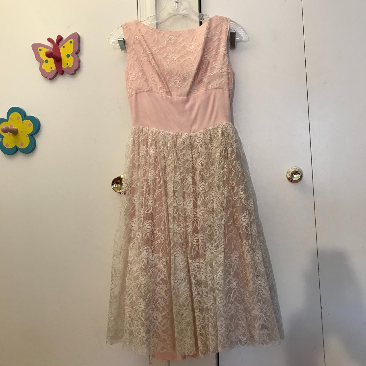 REAL VINTAGE 1950s party dress! Gorgeous pale pink... - Depop
