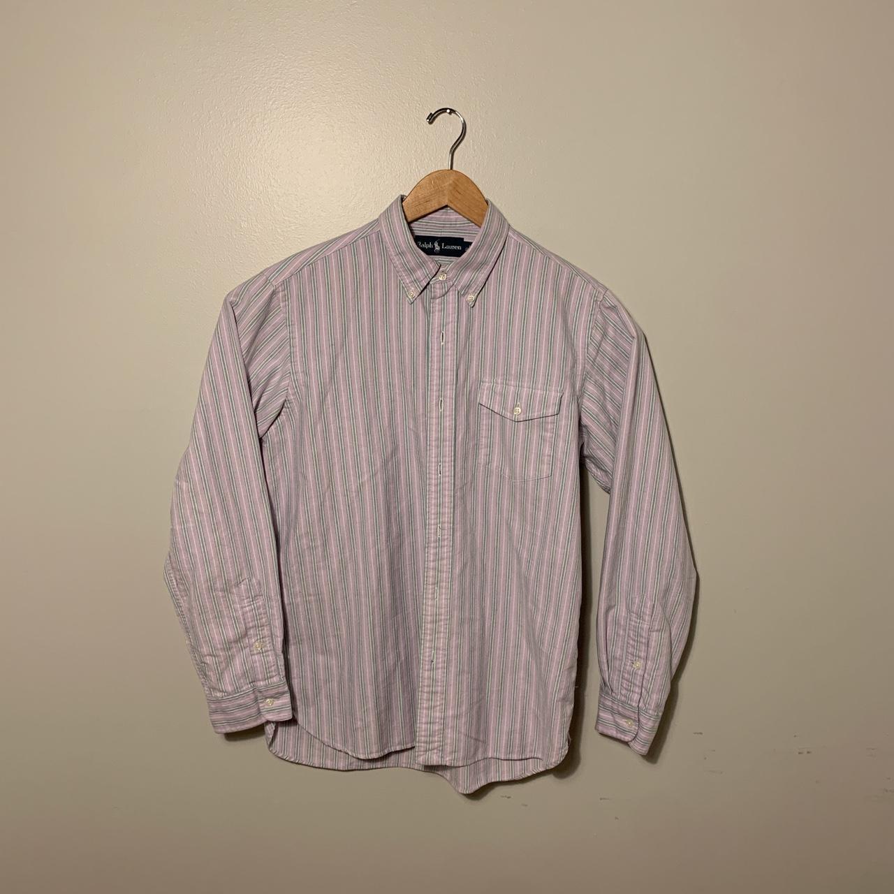 Ralph Lauren Faded Green and Soft Purple Vertical... - Depop