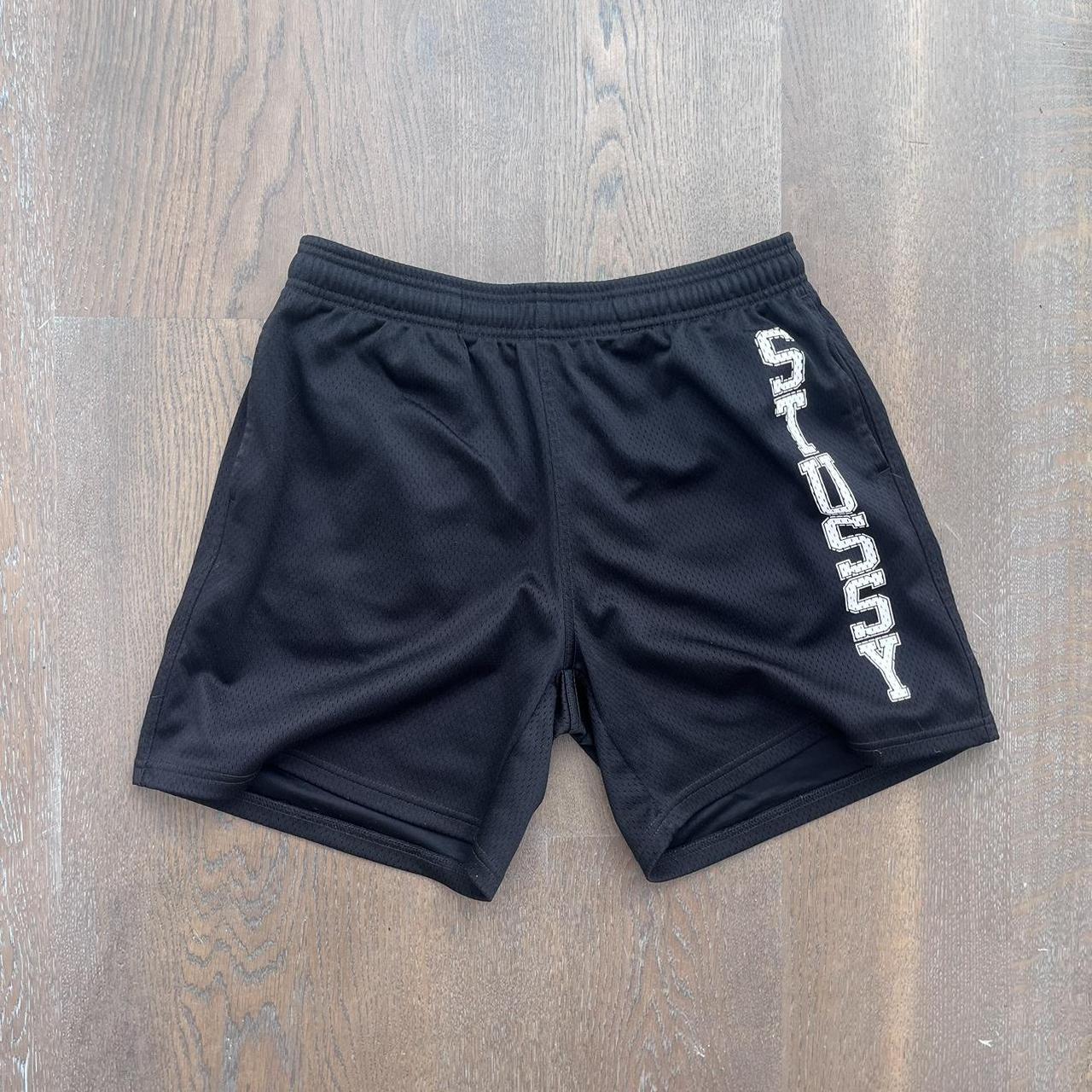 black stussy collegiate mesh shorts size - | Depop