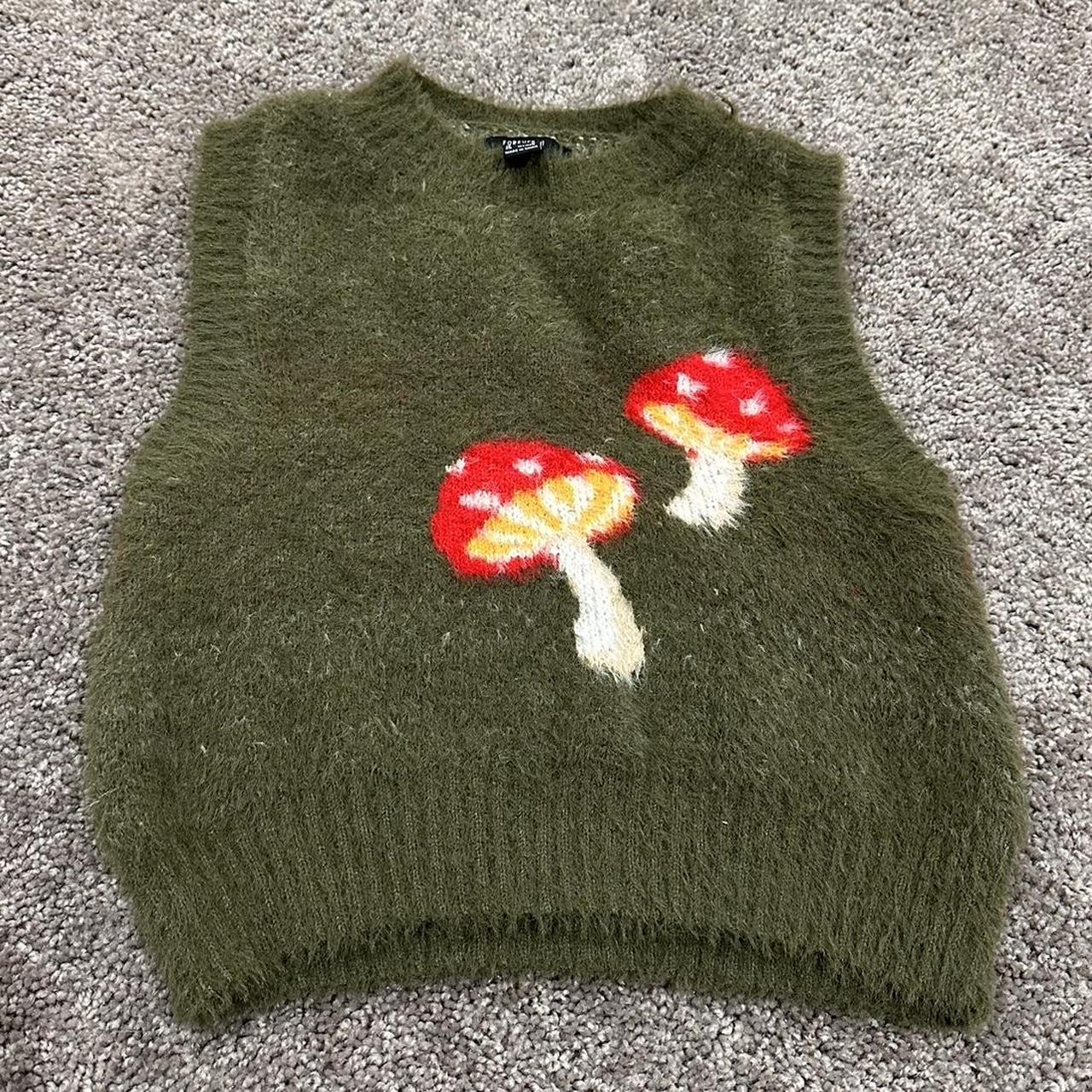 Knit Mushroom Sweater Vest forever21 Depop