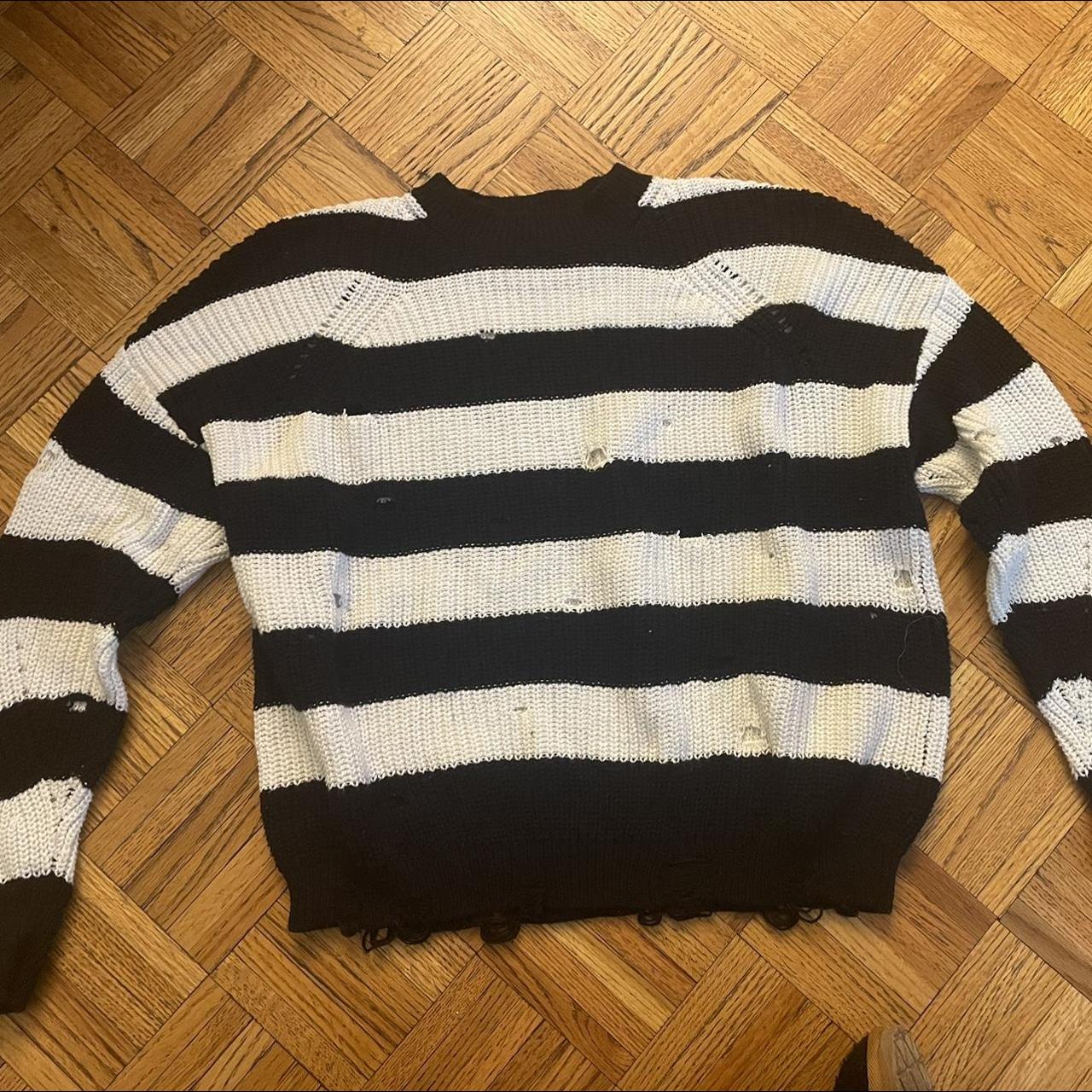 BP black and white striped sweater Distressed with... - Depop