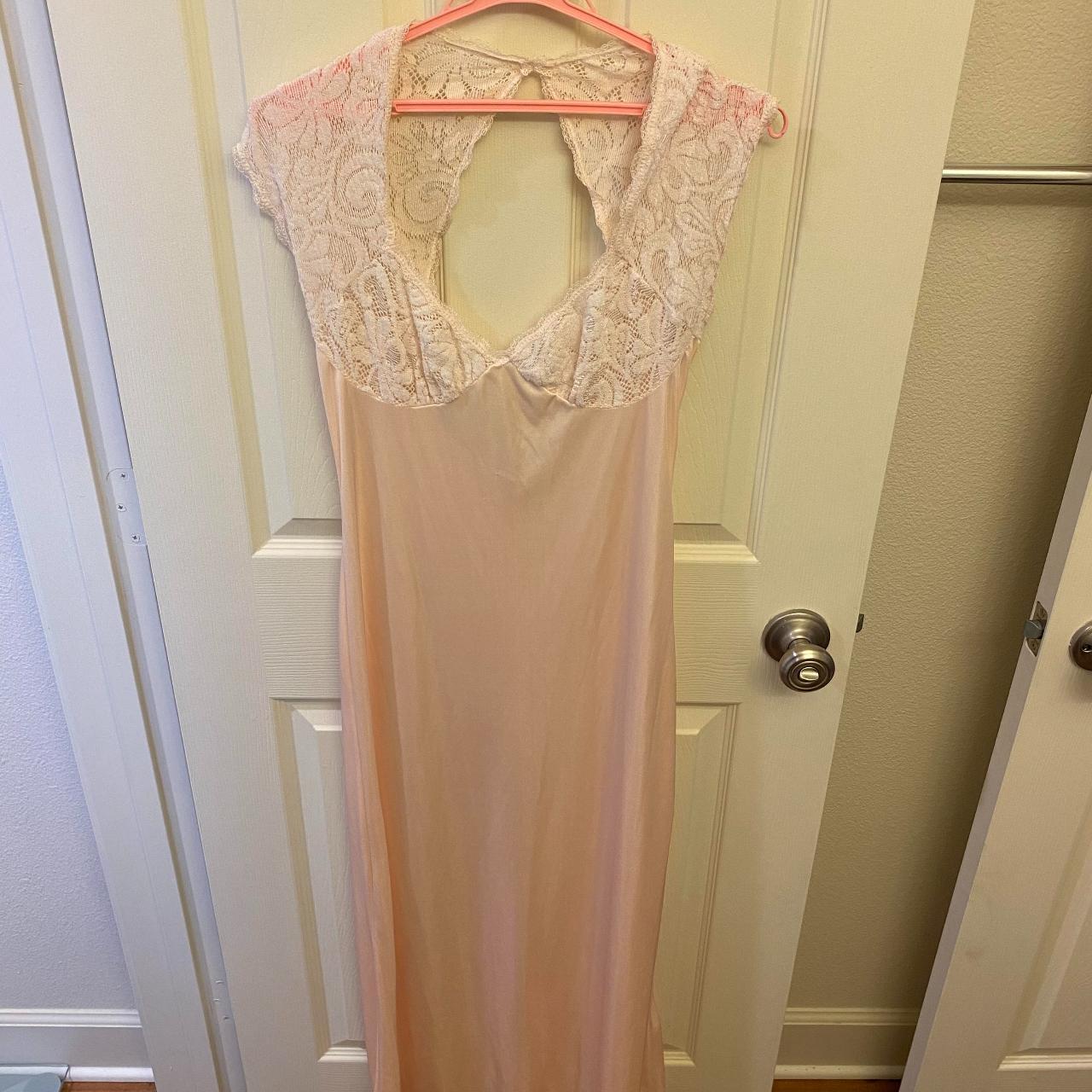 Vintage Lace Victoria Secret Maxi Chemise Made in... - Depop