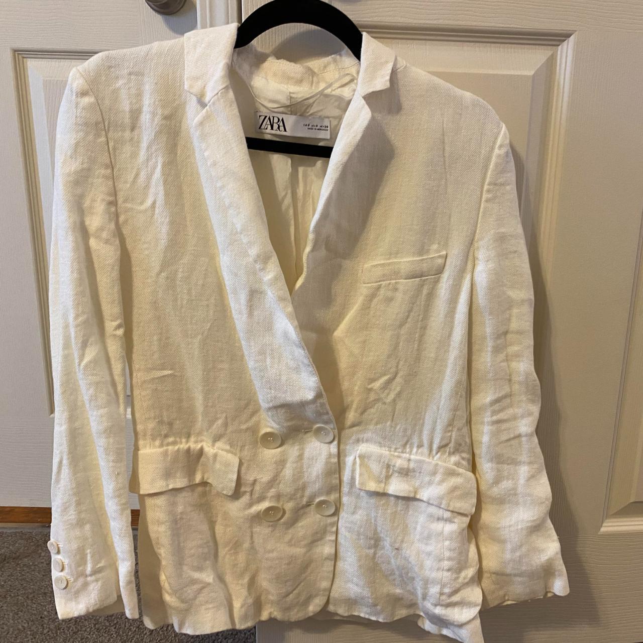 Zara Women's White Jacket Depop