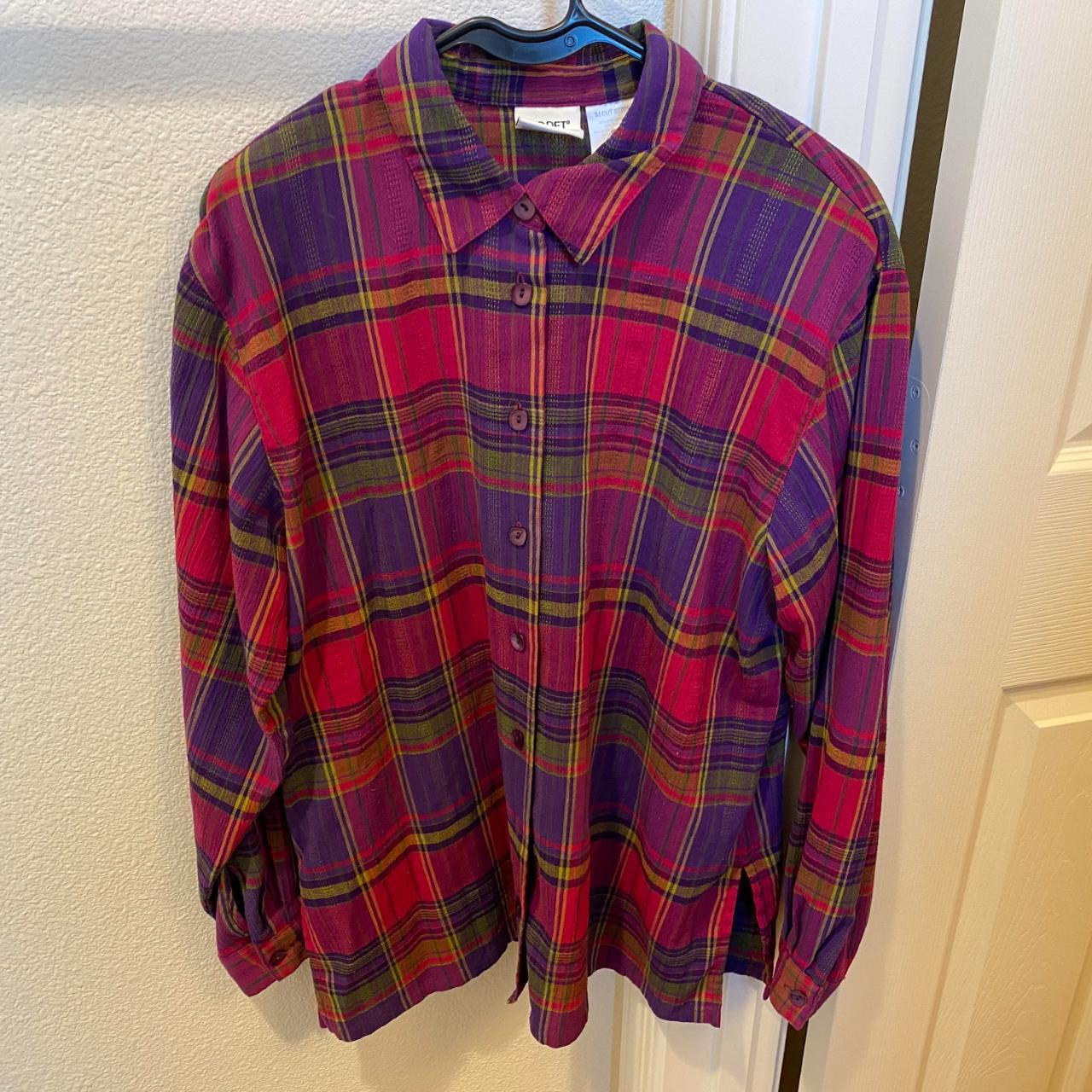 Vintage Koret Button Down Plaid Shirt Tagged a size... - Depop