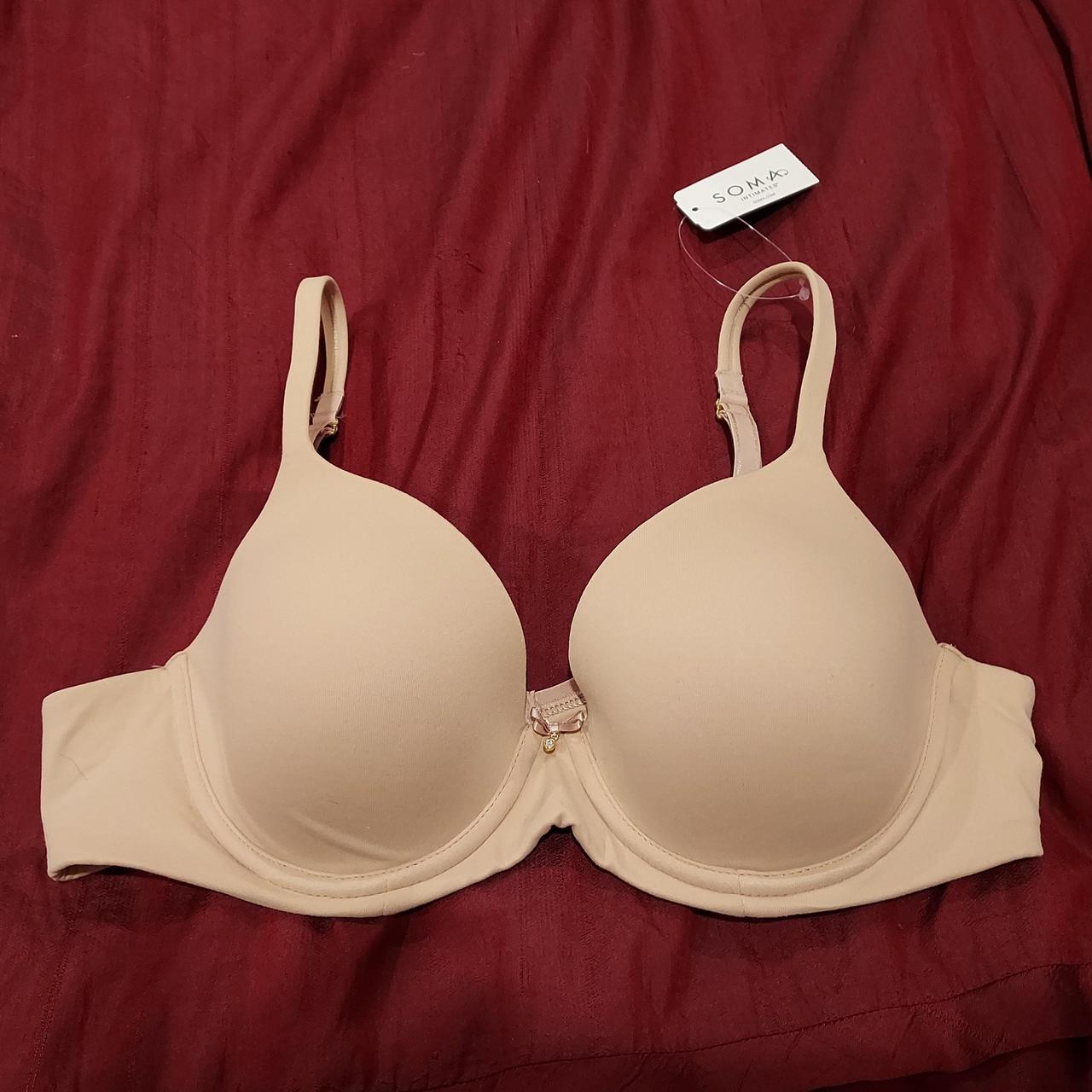 ladies bra size 36 B cup by MATALAN Beige & Navy  - Depop