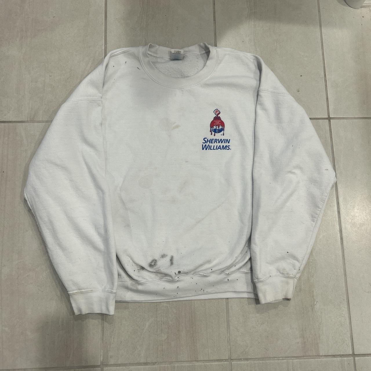 Sherwin Williams crewneck Paint stains all over the... - Depop