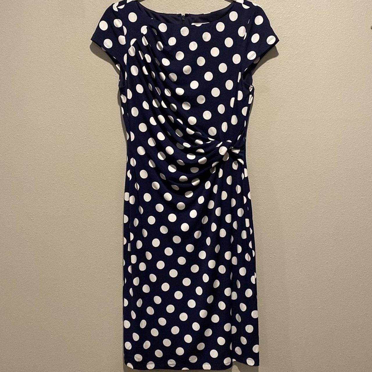 Eliza J Women's Navy and White Dress | Depop