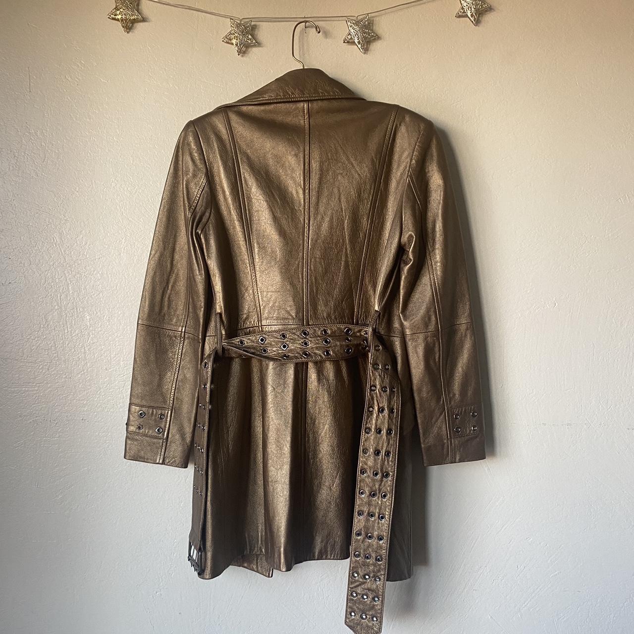 Gold Leather Jacket Vintage Metallic Genuine... - Depop