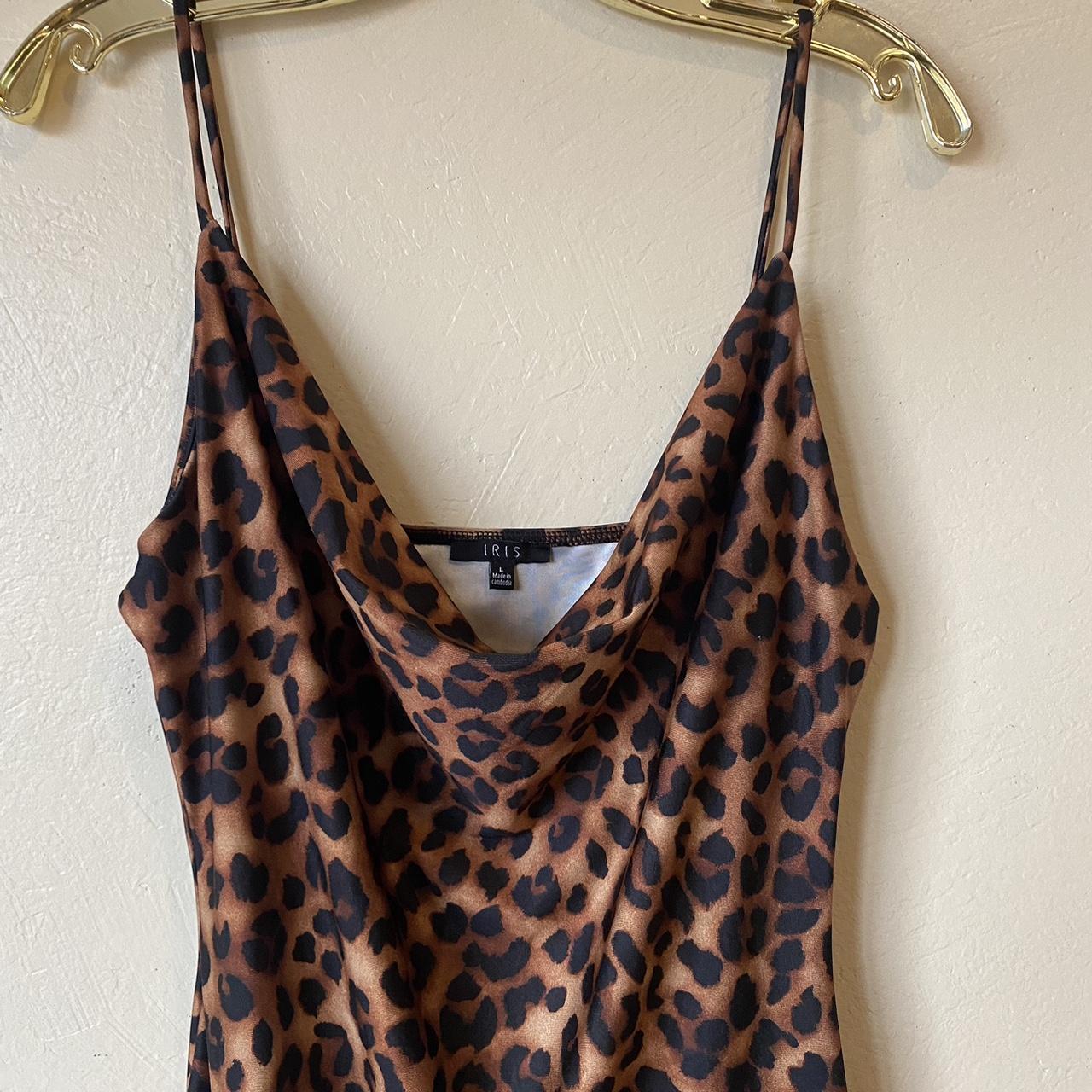 Leopard print body con slip dress Size large By... - Depop