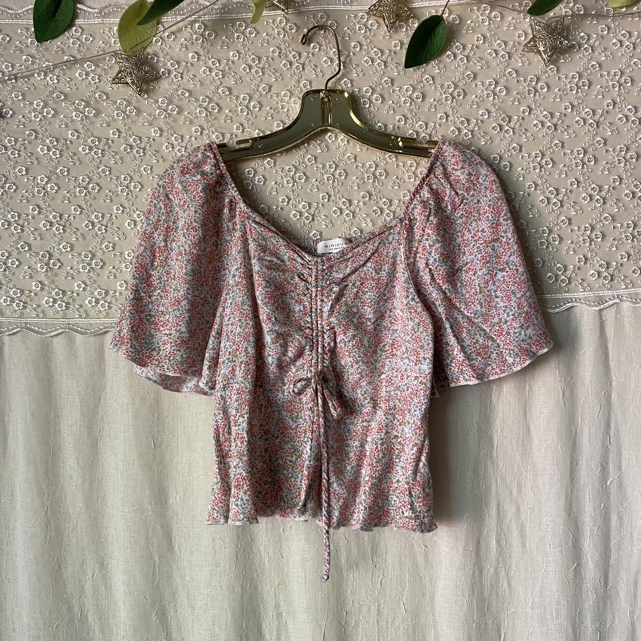 Kirious Los Angeles ruched tie front blouse size medium - Depop