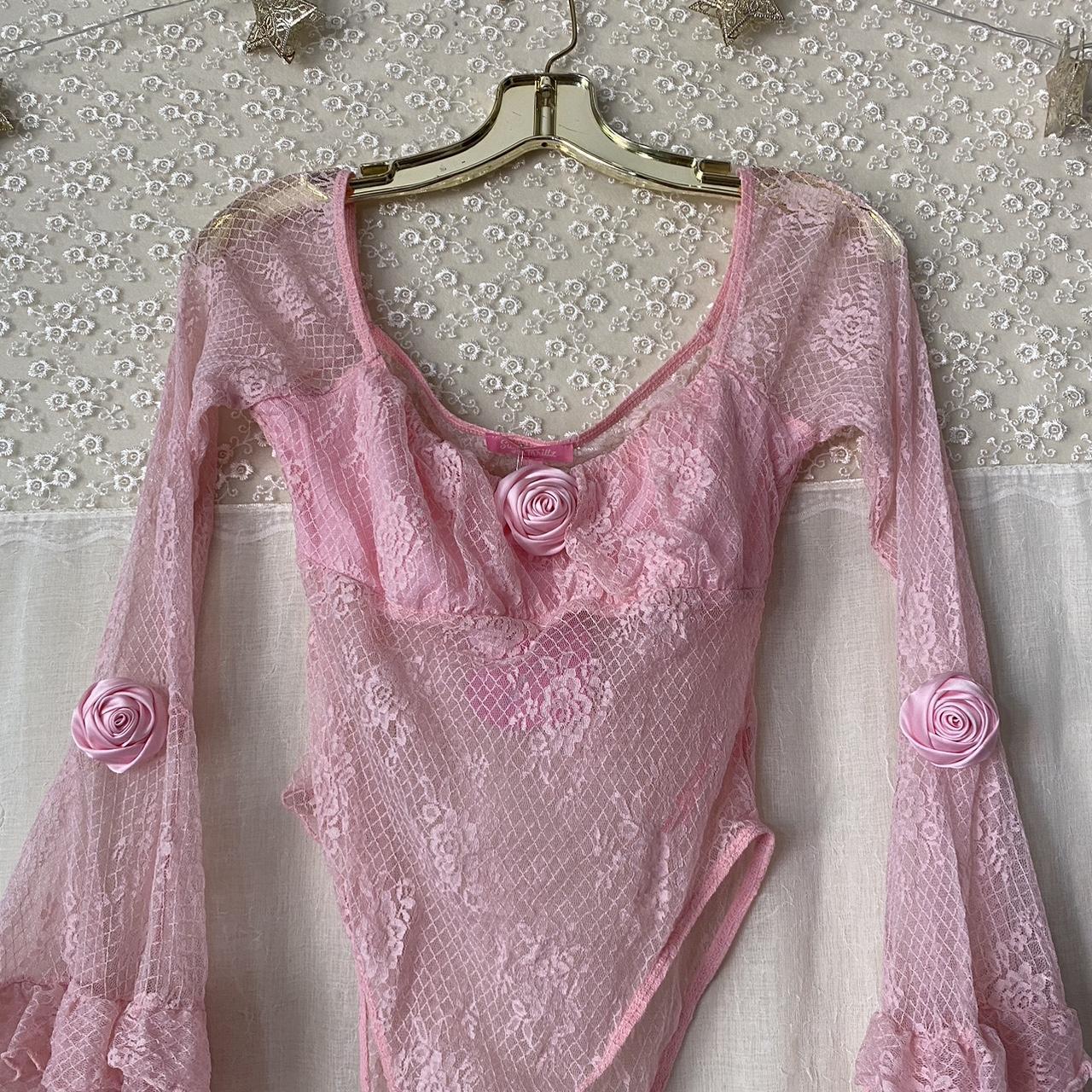 Romantic Regency Bell Sleeve Lace Floral Body Suit Depop