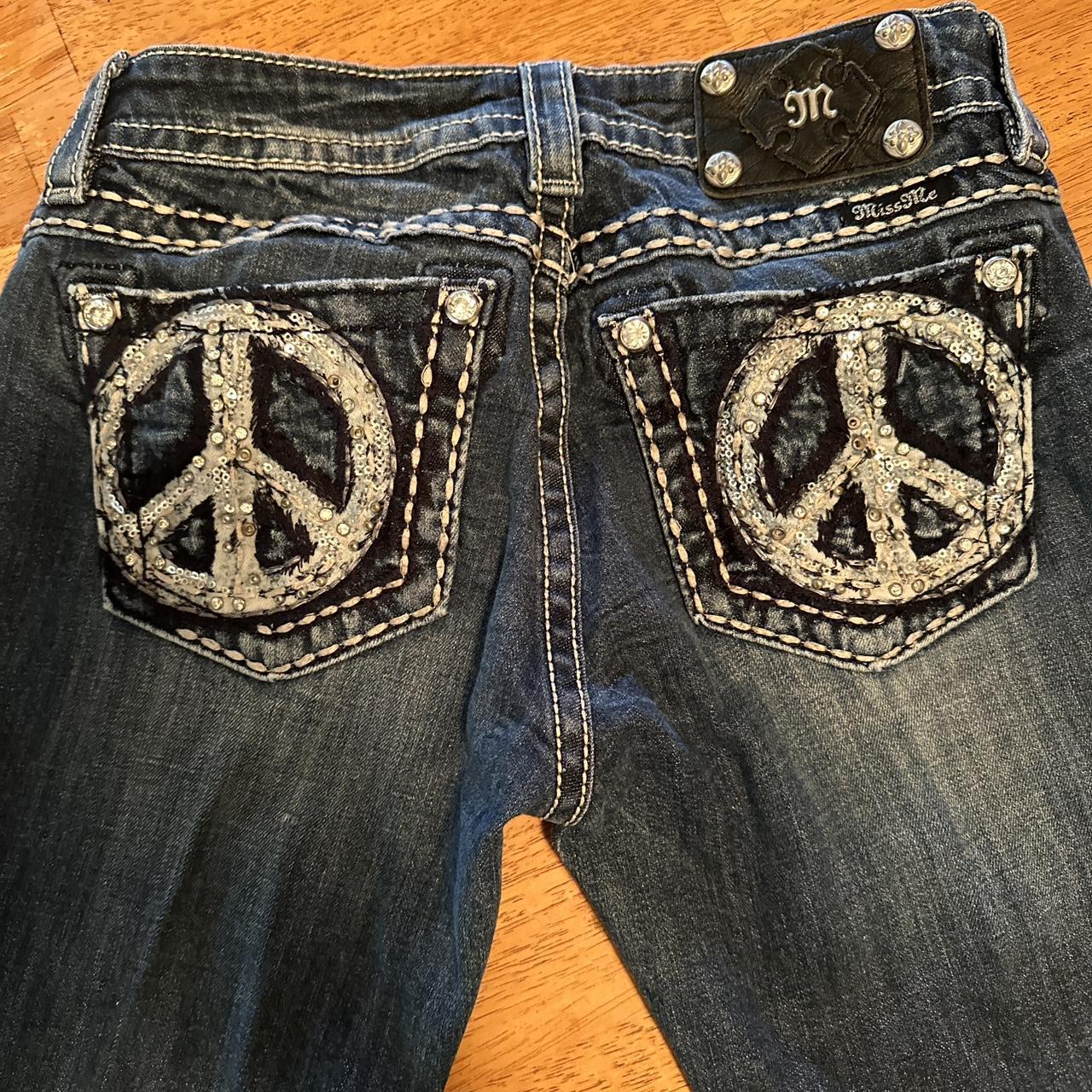 Miss Me peace sign heart offers jeans size 28