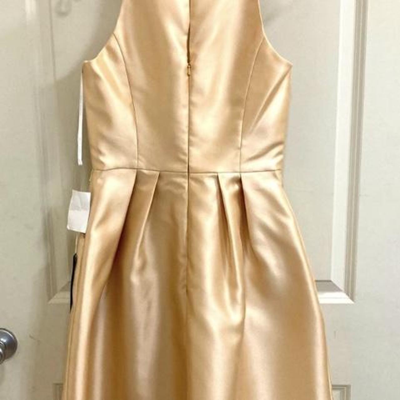 Alfred Sung Women's Gold Dress | Depop