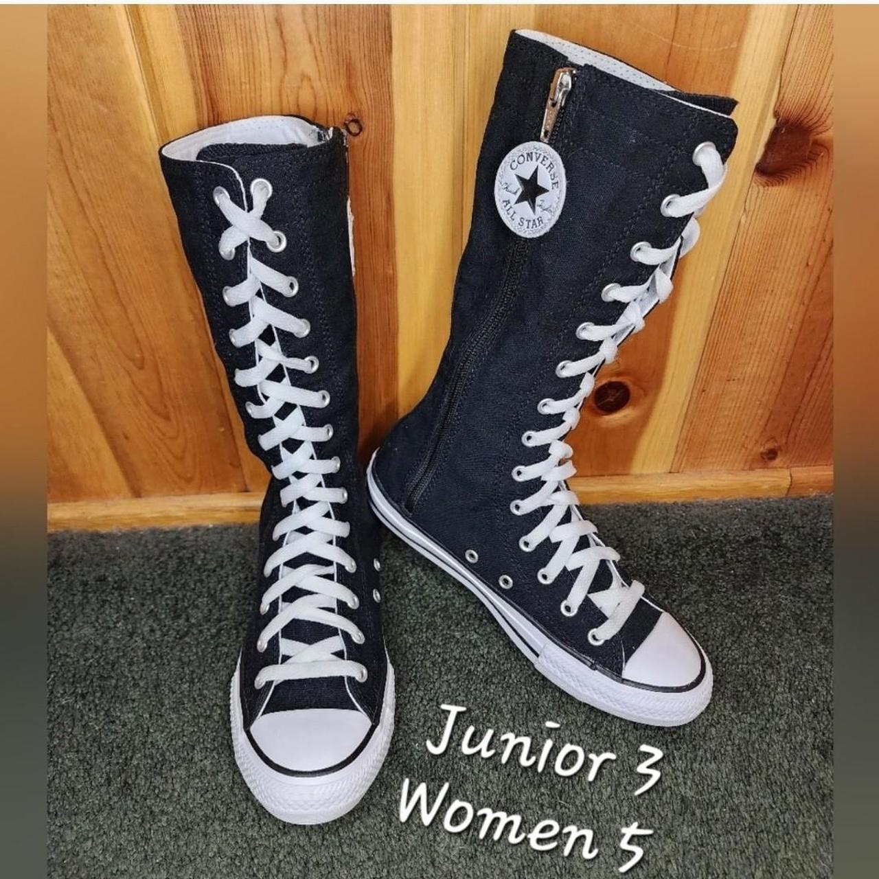 Black converse all star knee high boots best sale