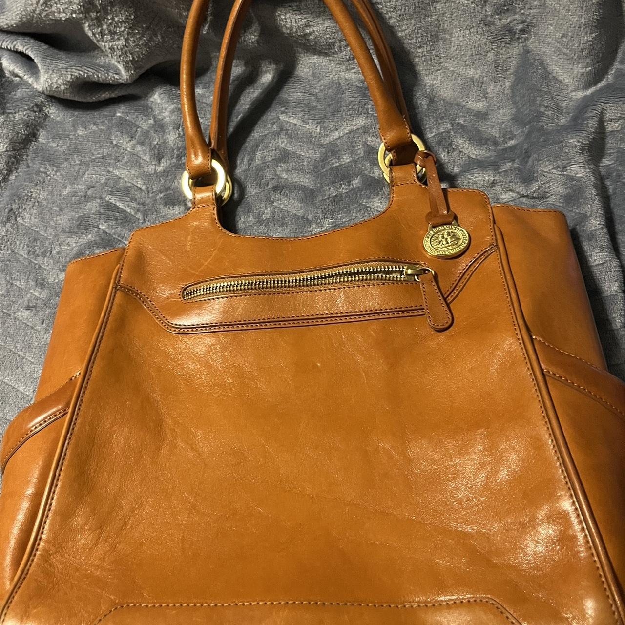 Brahmin Handbag. Caramel brown color, gold... - Depop