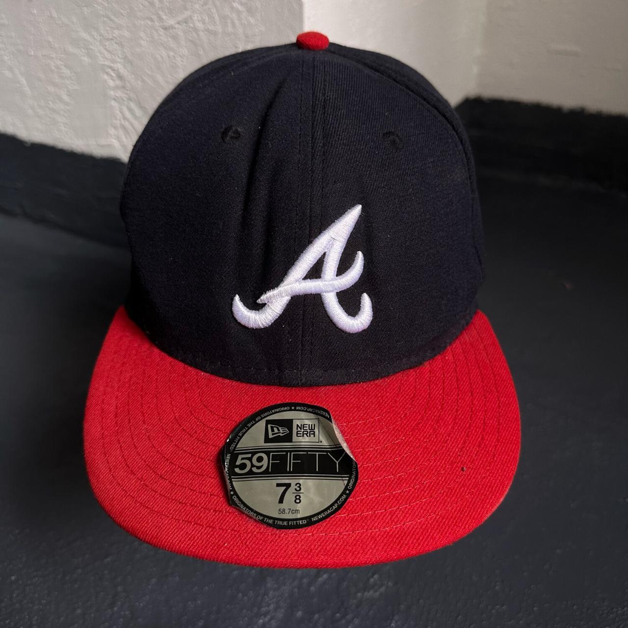 New Era Atlanta Braves Fitted Hat Size 7 3/8 or 58.7cm - Depop