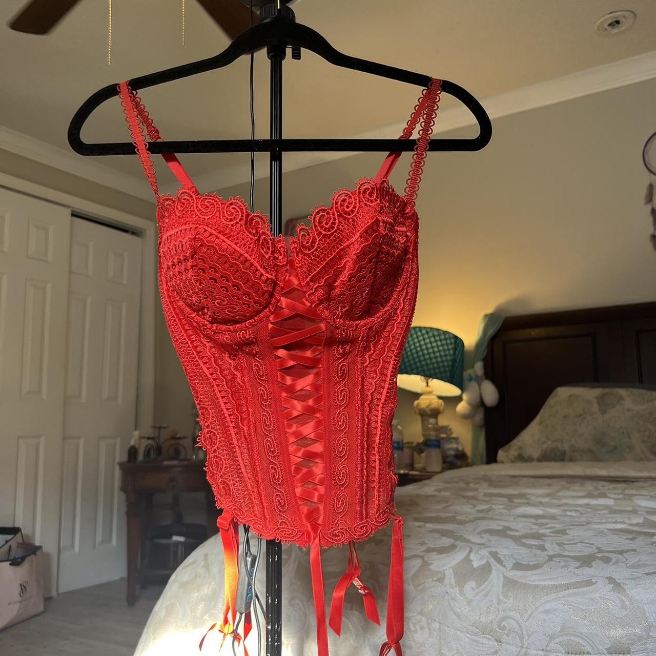Y's Vintage red rose embroidered lace bustier🕷 Corset - Depop