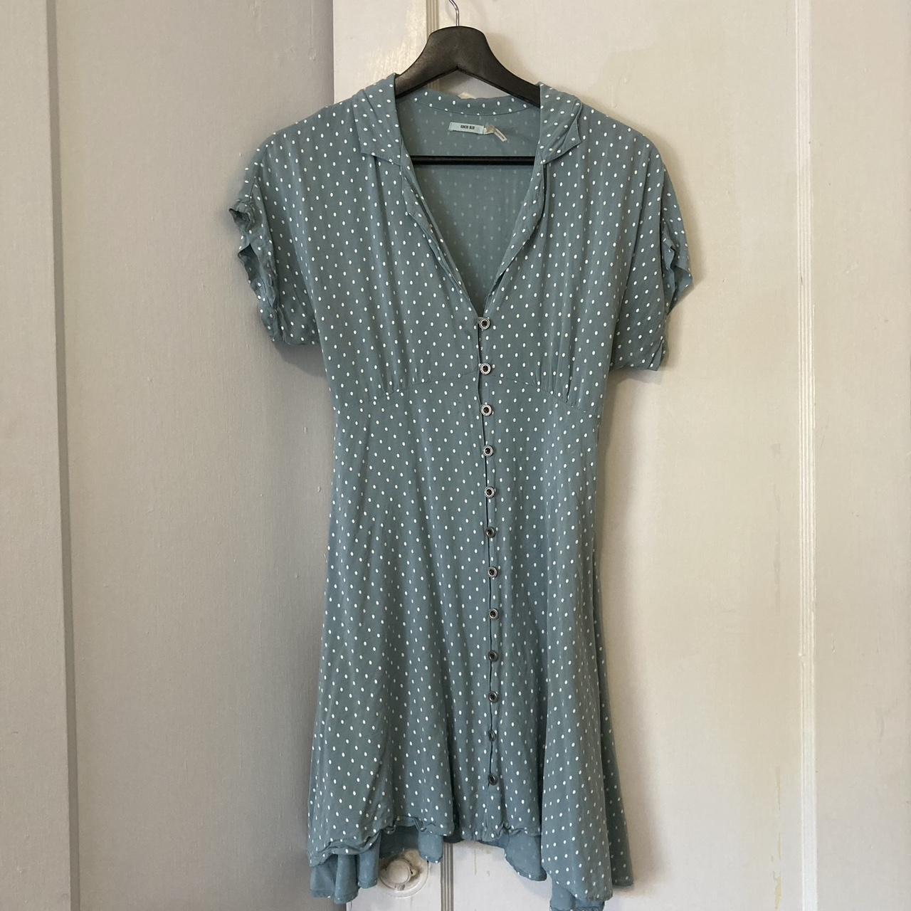 Kimchi Blue Urban Outfitters blue and white polka... - Depop