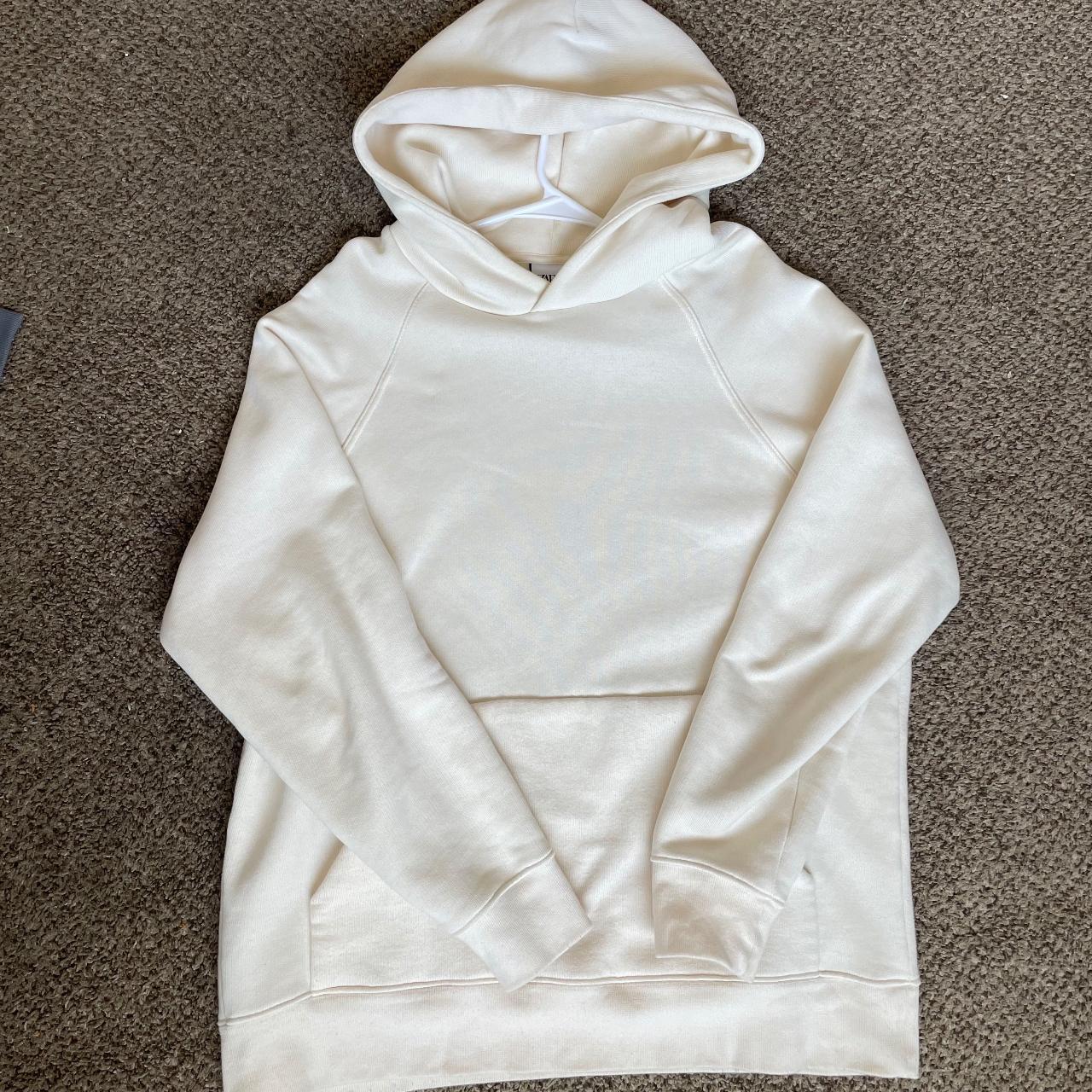 Zara Men's White And Cream Hoodie 