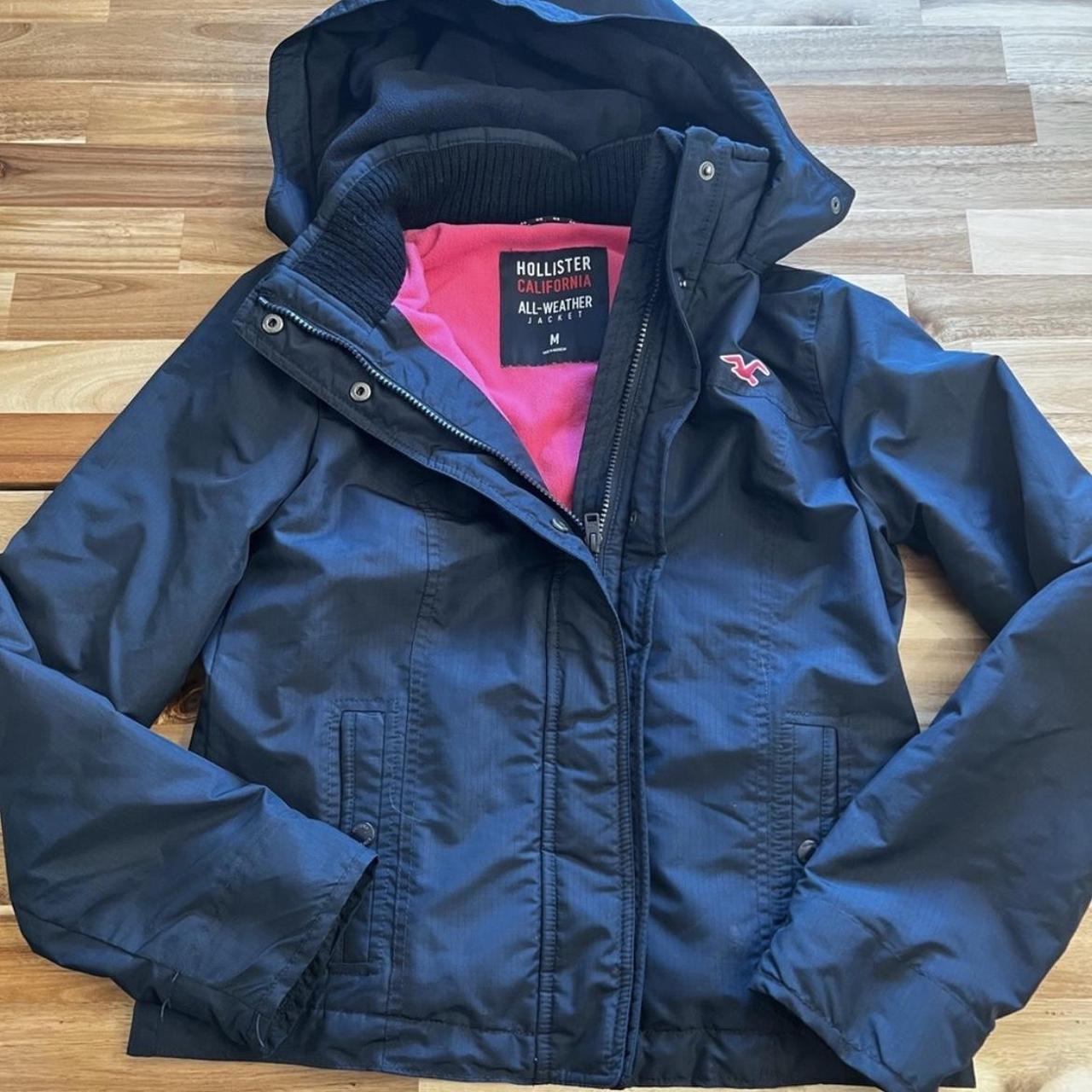 Hollister California All-Weather Women’s Hood Jacket Green Pink Fleece Size  XS