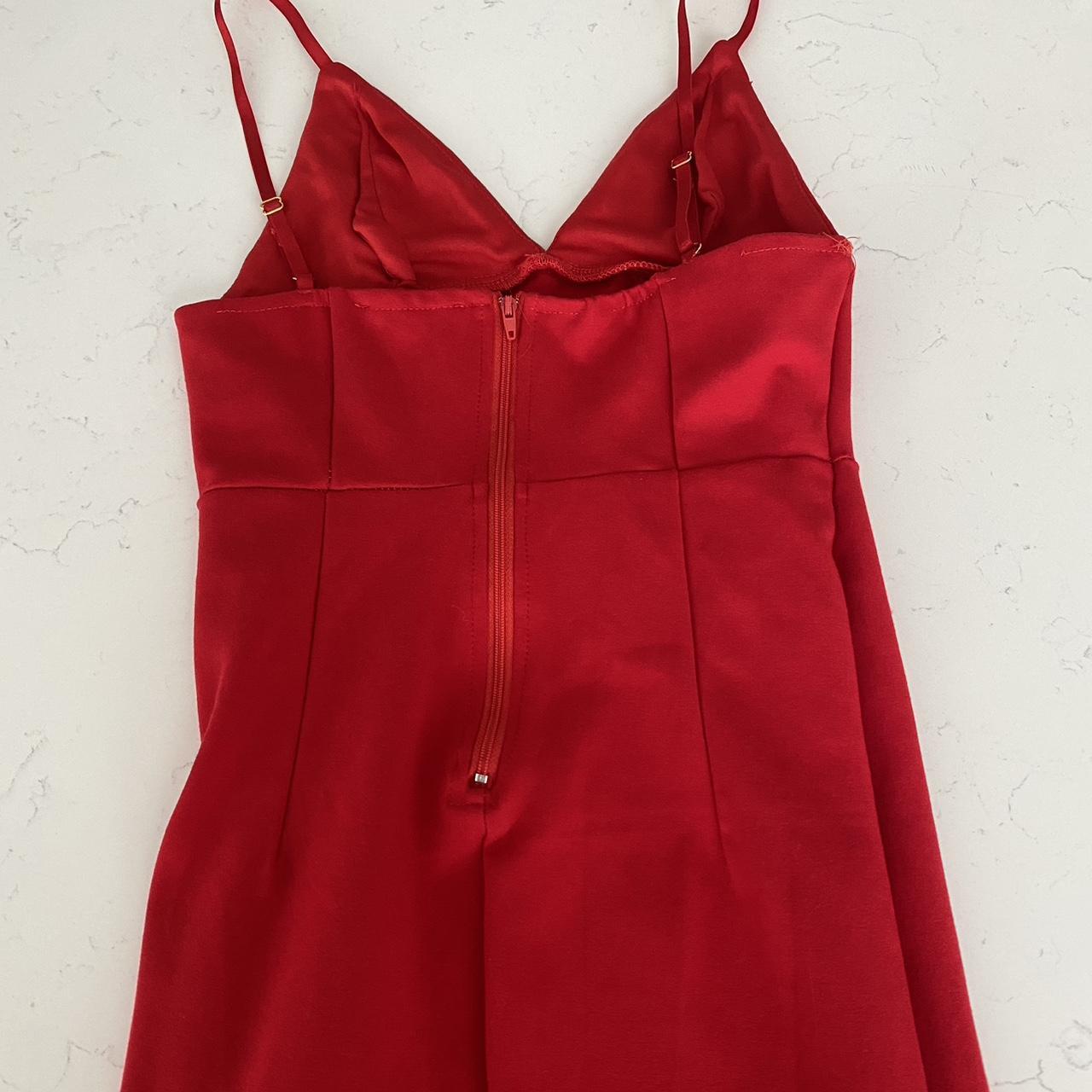 Red dress with slit on leg zipper back 🛑 depop... - Depop