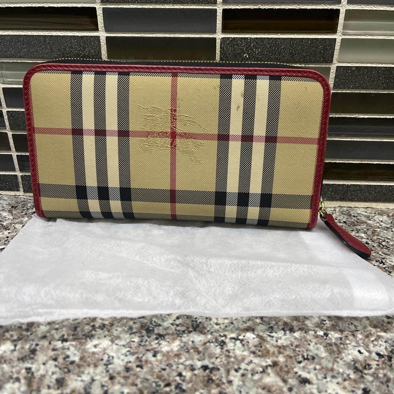 Burberry long wallet leather with canvas Like new - Depop