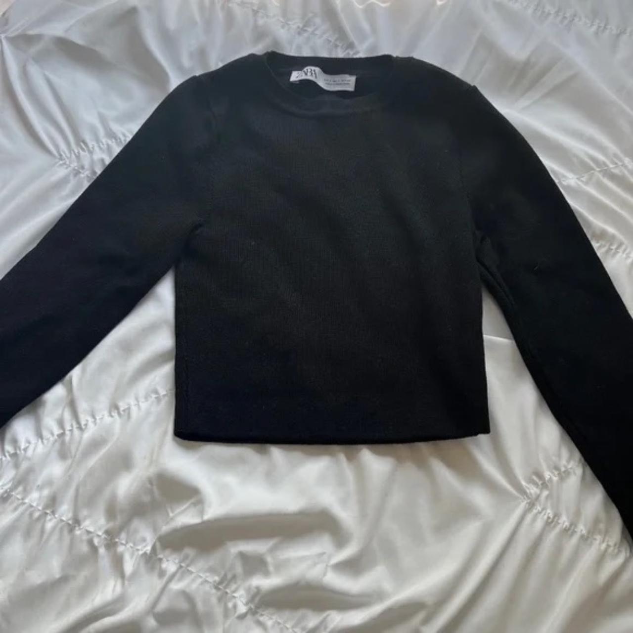 Zara Black Cropped Sweater - Depop