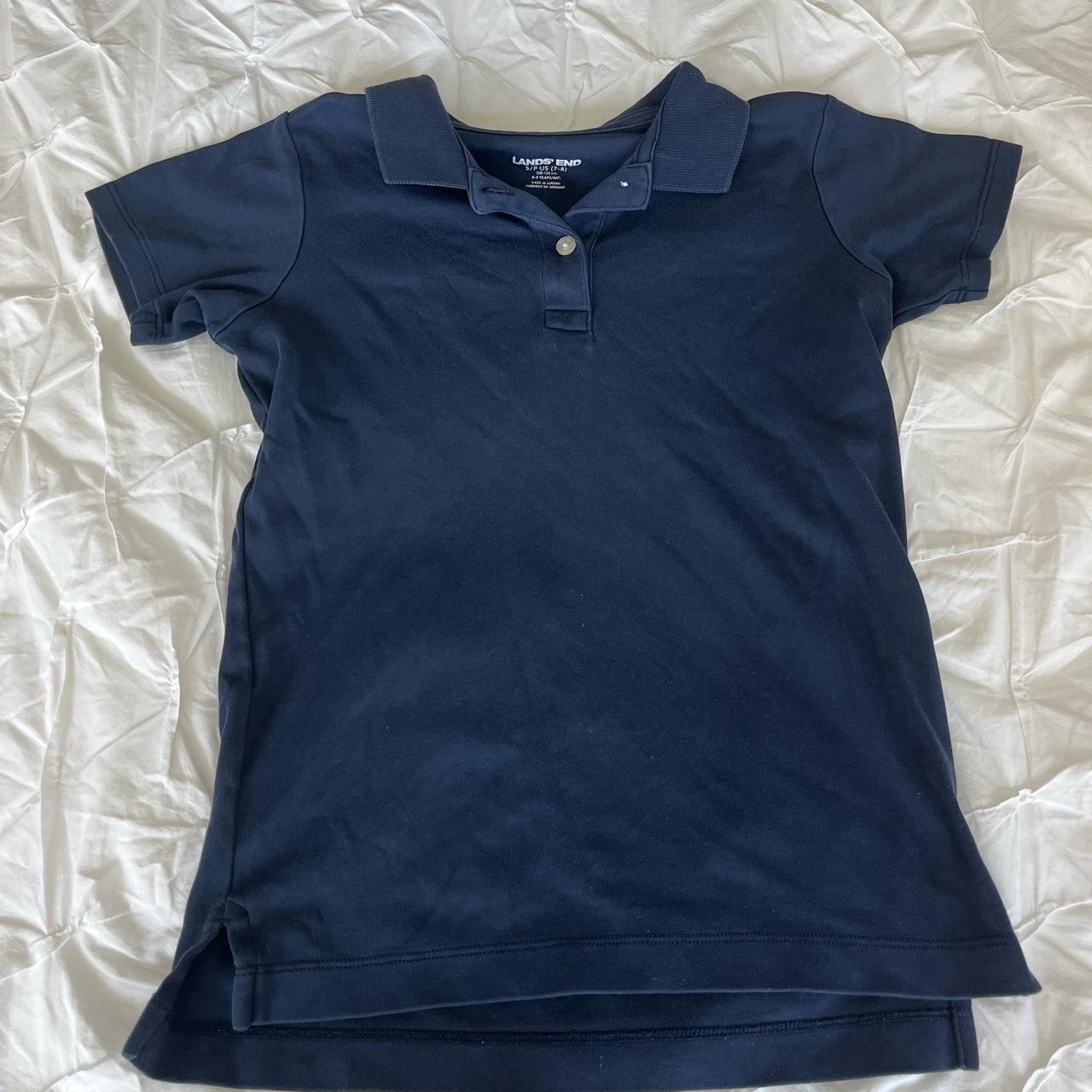 Lands end girls navy polo shirt Depop