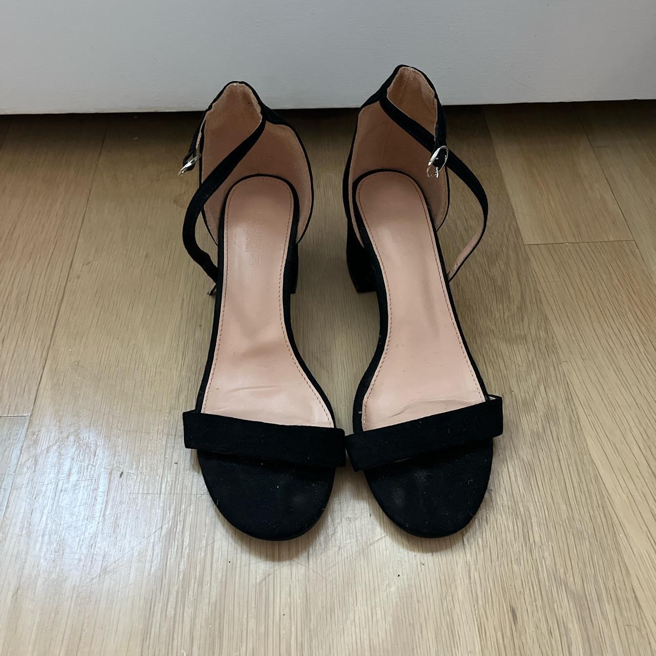 simple black strap heels