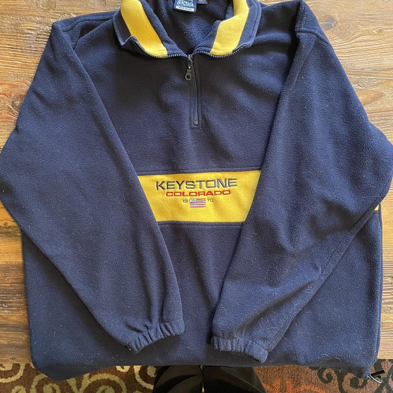 American Vintage Men's Navy and Yellow Sweatshirt