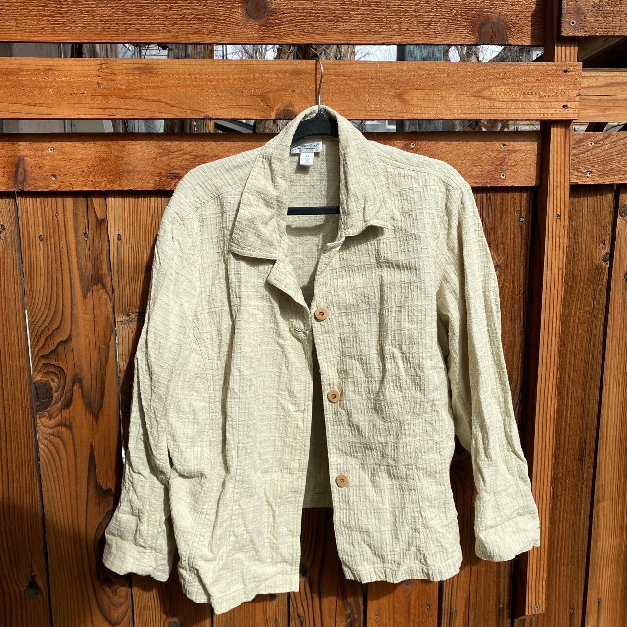 green button up textured shirt. very boho aesthetic.... - Depop