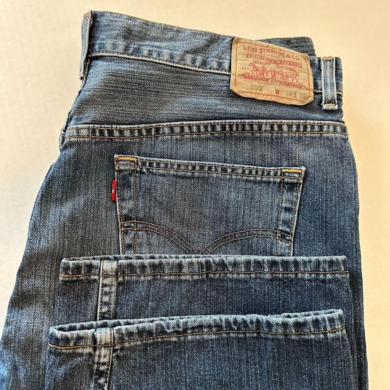 Levis 503 Blue Jeans 38x32 BootCut Dark Fade Denim. Depop