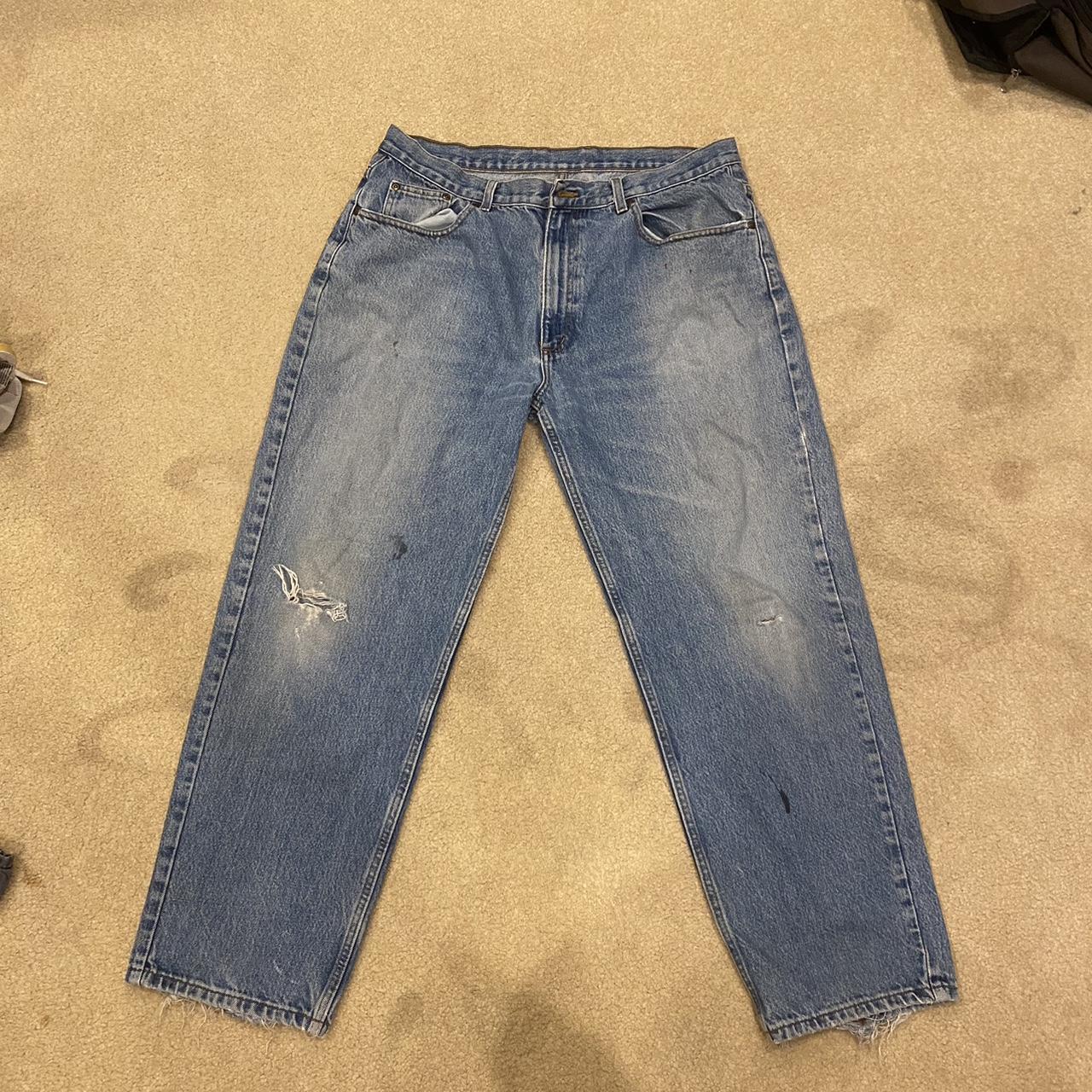 Thrashed vintage unmarked jeans 38x30 Dm for... - Depop