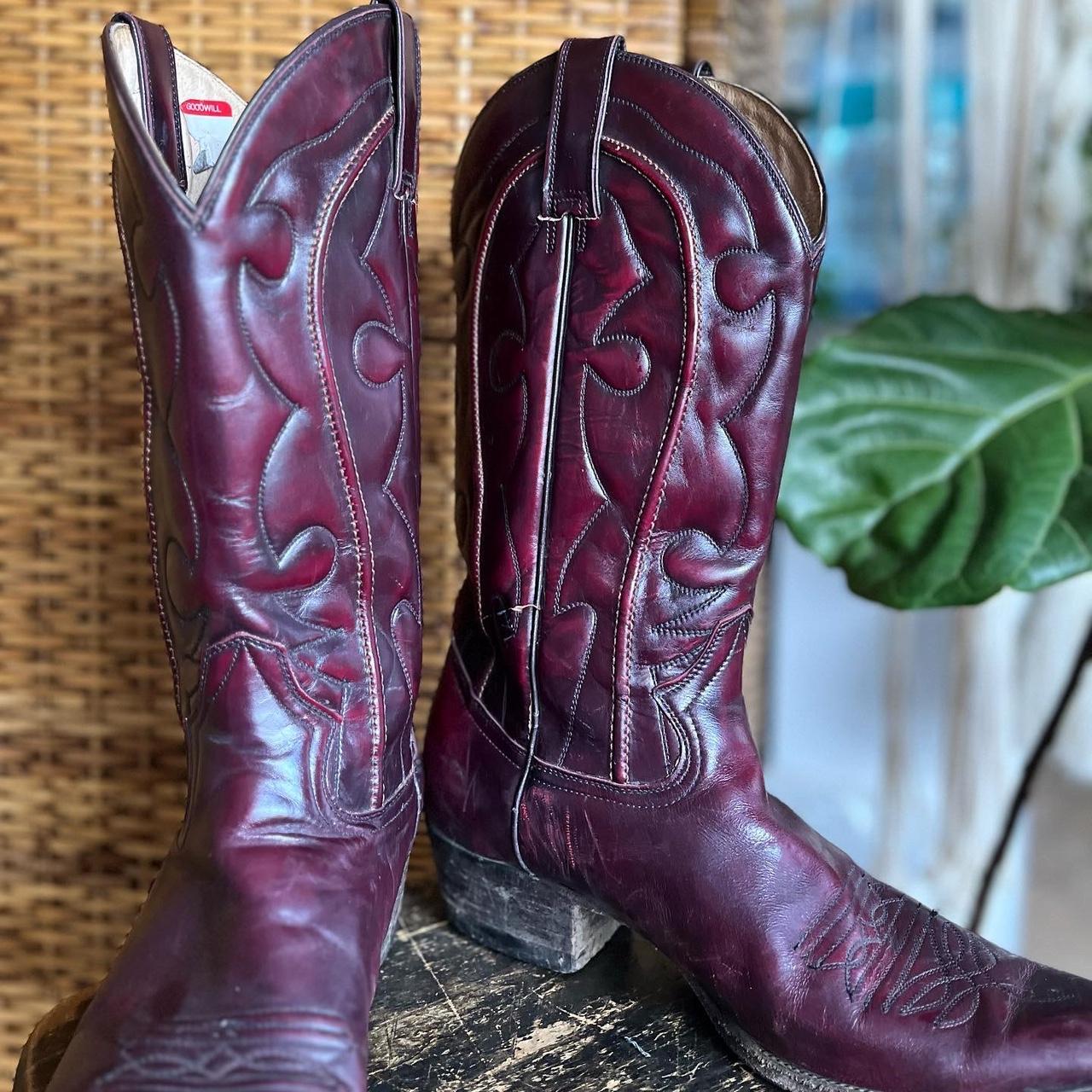 Men's Burgundy Boots Depop