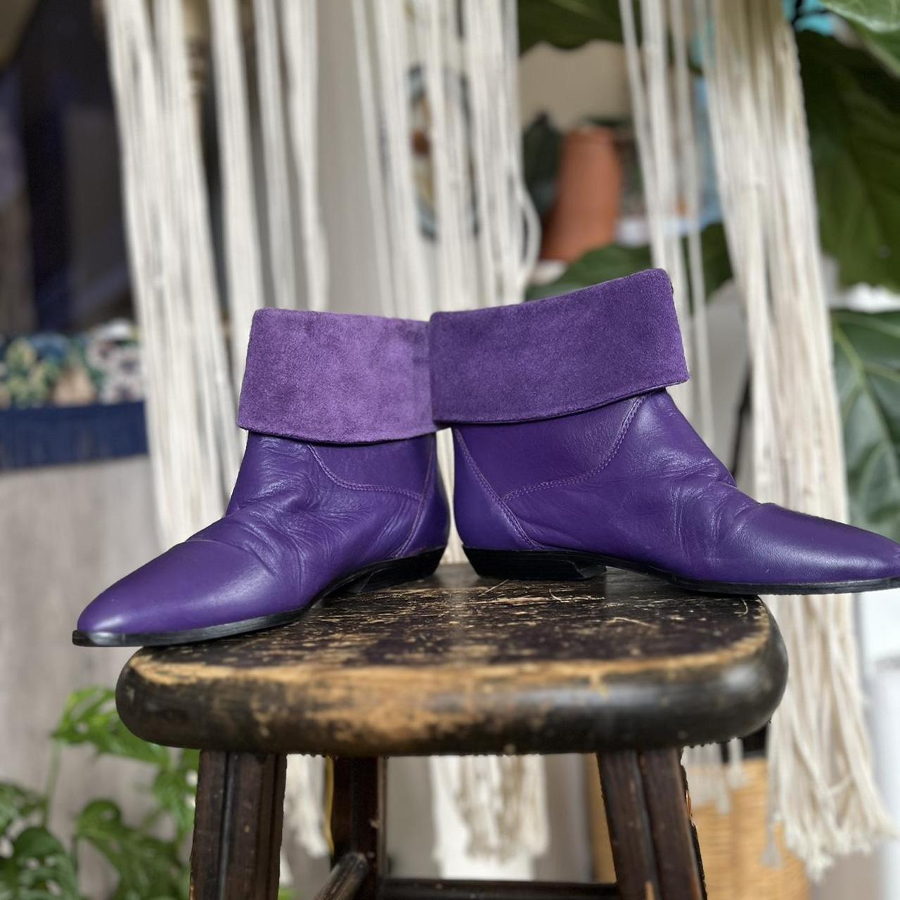 Womens purple leather on sale boots