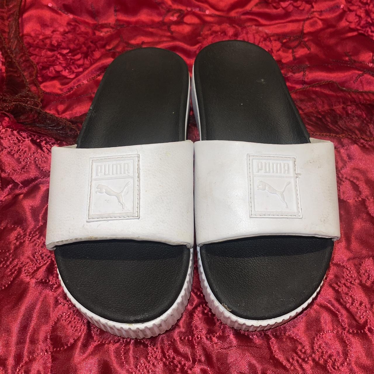 Fenty white black slides Would fit a size 7 or 8 Depop